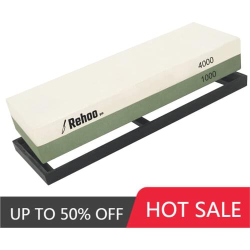 Rehoo Double-sided Whetstone 1000/4000 Mesh + Non-slip Rubber Pad, Chef Wet Stone For Knives, Blades, Waterstone, Kitchen Gadget
