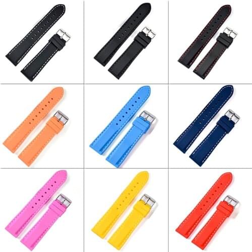 Silicone Rubber Watchbands Strap New 18mm 20mm 22mm 24mm Soft Dive Sport Watch Bands Waterproof Watchstrap Belt for Boy and Girl