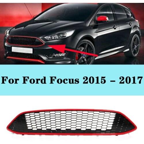 Red And Black Car Front Bumper Honeycomb Mesh Centre Grill Panel Grille Grill Fit For Ford For Focus Mk3 St Line 2015 2016 2017