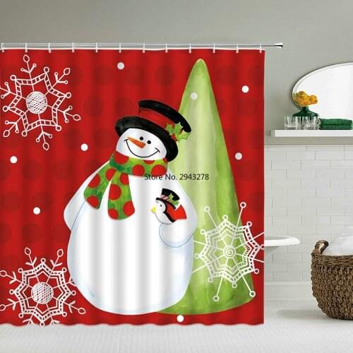 Merry Christmas Shower Curtain Waterproof 3d Bathroom Curtain With Hook Decoration 180*180cm Polyester Cloth Bath Screen