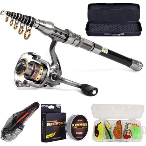 Fishing Rod With Reel Combo For Camping Outdoor Fishing PE Line Lure Set Landing Net With EVA Portable Box
