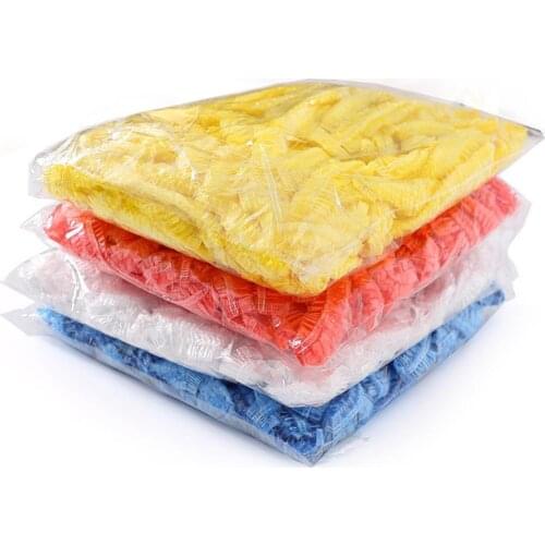 Waterproof 100pcs Disposable Clear Shower Bathing Cap Hair Cap Spa Salon Bath Hotel Elastic Hat