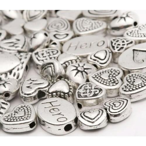 Mix Size Zinc Alloy Heart Loose Spacer Metal Beads Charm For Jewelry Making Bracelet Necklace DIY Accessories Wholesale Supply