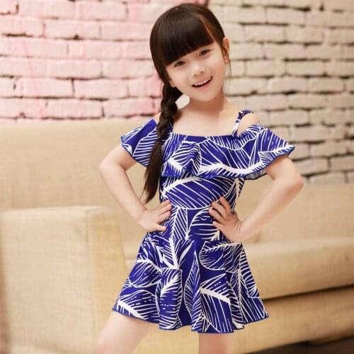 Cute Fashion Girl Swimsuit 2-7 Years Old Skirt Bathing Suit Children Swimsuit Off The Shoulder One Piece Suits Toddler Swimwear