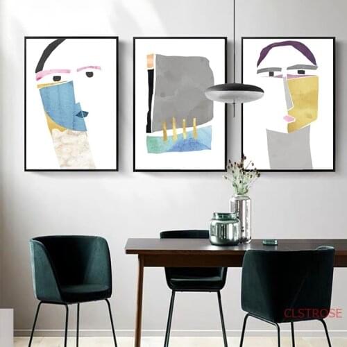 Nordic Minimalistic Abstract Posters And Prints Geometric Character Painting Home Decoration Living Room Wall Art Canvas Picture