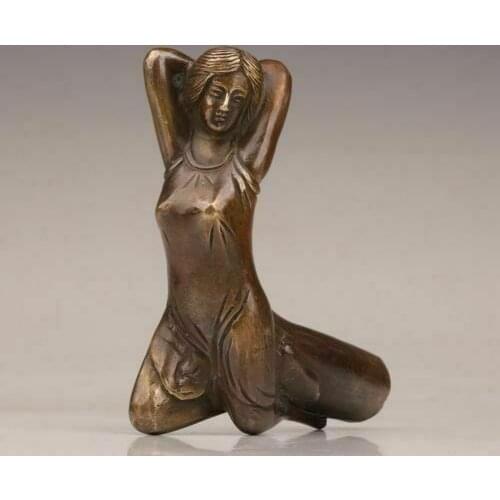 Walking Stick Cane Head Bronze Casting Woman Statue Accessorie