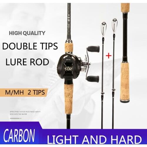 Carbon Fishing Lure Rod 1.8/2.1/2.4M 2 Tips M/MH Power Spinning Casting Carp Pole Fishing Tackle Bait Weight 5-20G