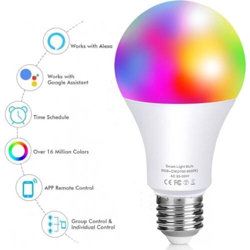 Smart Wifi LED Bulb RGB LAMP Compatible With Alexa Echo And Google Home Smart Light Bulb With Soft White Light Lights For Room