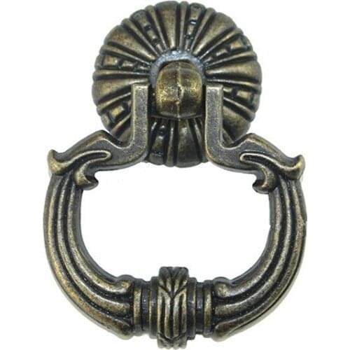 Vintage Furniture Bronze Round Ring Furniture Door Pull Handle,Chinese Alloy Cabinet Dresser Drawer Knobs Hardware,58*75mm,8Pcs