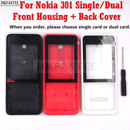 HKFASTEL 301 Housing For Nokia 301 Single Dual SIM Card Mobile Phone Cover ( No keypad ) jelly Soft TPU Protection Case + Tool