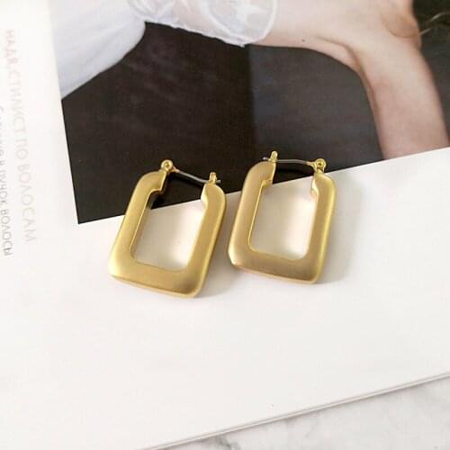 Gold Geometric Square Hollow Polygon Circle Dangle Earrings for Woman Men Girl Fashion Cool Jewelry
