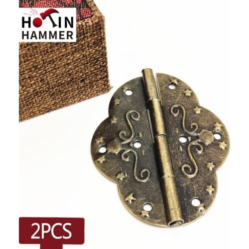 2pcs 69x53mm Antique Bronze Cabinet Hinges metal wooden Vintage Iron Hinge Jewelry Box Hinge