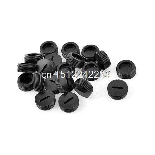 20pcs Black Plastic 15.5mm 0.61" Dia Carbon Brush Holder Threaded Caps