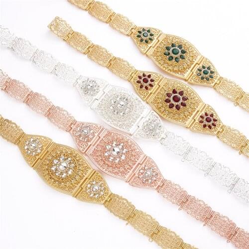 2021 Jul Algeria Moroccan Chic Caftan wedding 14k gold and silver Metal belt for women adjustable chain