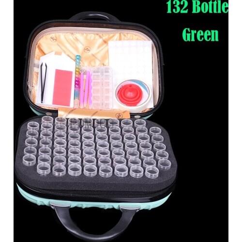 2021 New 132 Bottles Diamond Painting Storage Box Tool Diamond Embroidery Accessories Hand Bag Zipper Container With 20pcs tools