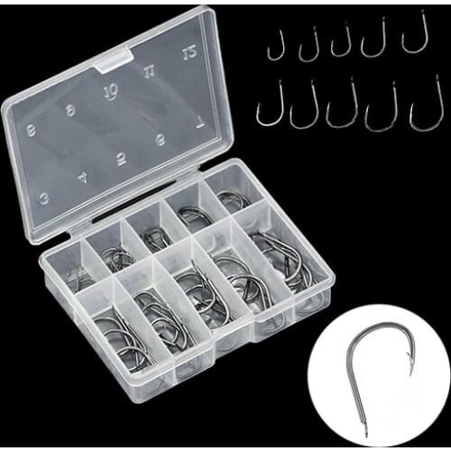 50Pcs/Lot Assorted Barb Fish Hooks Bait Lure Tackle Sharpened Fishing Tools Box