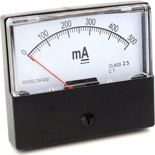 Ammeter DH-670 DC 0-500 mA 1A 2A 3A 5A 10A 20A 30A 50A 100A Rectangular Ampere Needle Panel Meter Gauge Amperemeter