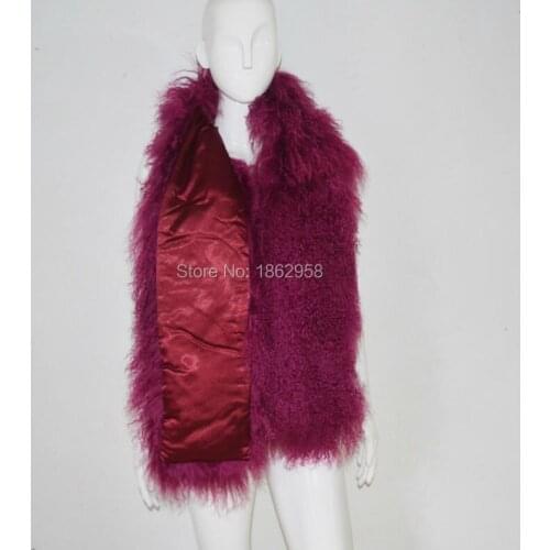 China Post Free Shipping SJ187-01 150*16CM Highest Quality Long Hair Sheep Fur Stole Scarf