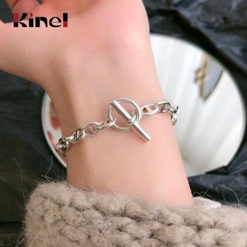 Kinel Punk Design Authentic Silver 925 Jewelry a Bracelet For Women Vintage Handmade Thai Silver Trendy Party Accessories 2021