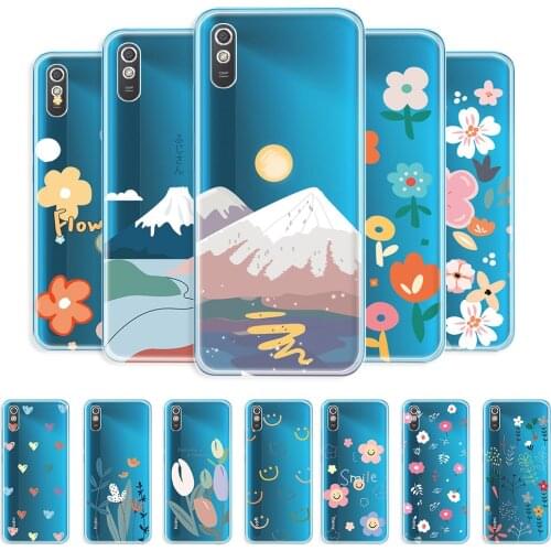 For Xiaomi Redmi 9A Case Clear Soft Case For Redmi 9AT Scenery Style Phone Bag on Redmi 9a 9at Transparent Protective Cover Capa