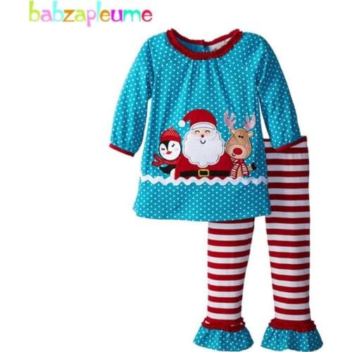 Santa Clauss Gift Kids Costume Girls Blouse+Pants 2pcs Baby Clothing Christmas Girls Outfits New Year Children Tracksuits A038