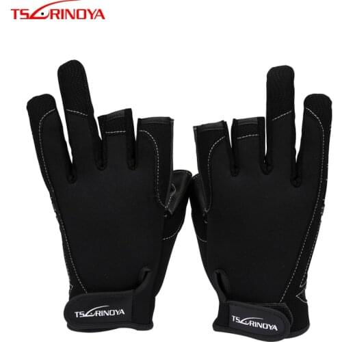 TSURINOYA 17-3A 3 Half-Finger Breathable Anti-Slip Fishing Lure Gloves Anti-slip Breathable 3 Cut Finger Fishing Sport Gloves