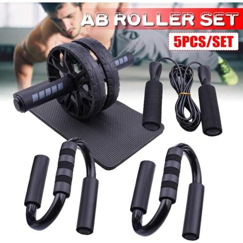 Resistance Bands Push-up Bar AB Power Wheels Roller Machine Jump Rope Exercise Workout Home Gym Fitness Abdominal Muscle Trainer