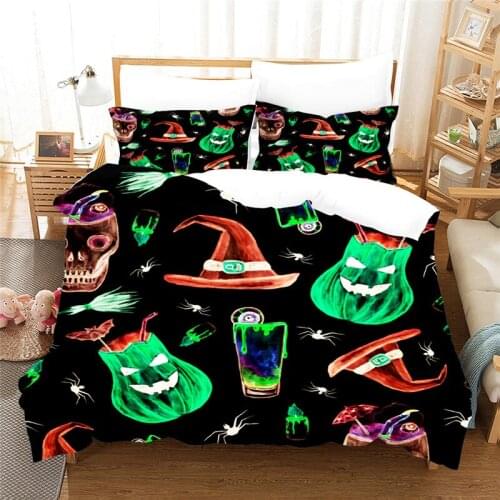 Halloween bedding set King size skull duvet cover with pillowcase 3D bed set Queen Comforter Sets Single bedlinen