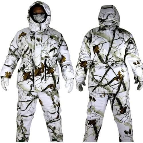 Winter Outdoor Bionic Camouflage Clothes Hunting Clothing Winter Fleece Fishing Hunting Suits Ghillie Suit Snow Camouflage Coat