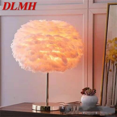 DLMH Creative Table Lamps Feather Desk Lighting Contemporary for Living Room Bed Room Decoration