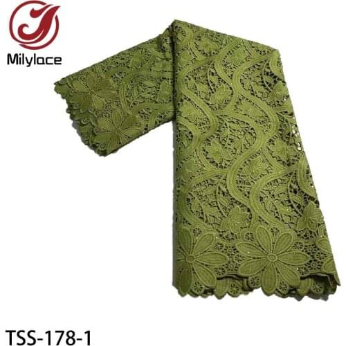 African Guipure Lace Fabric 2020 High Quality Nigerian Cord Lace Fabric Water Soluble Wedding Lace for Dresses TSS-178