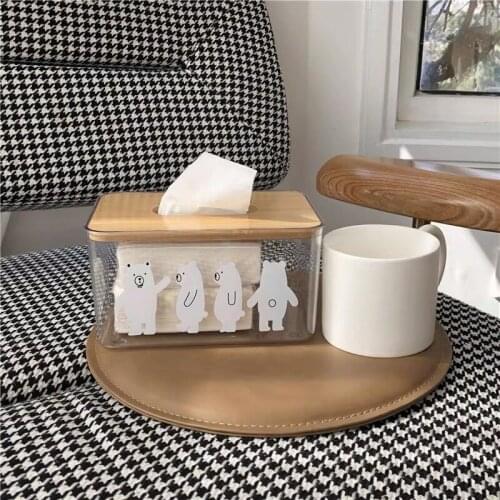 Little Bear Tissue Box Living Room Bedroom Paper Pumping Simple Creative Style Transparent Material Light Luxury High-Grade Box