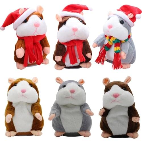 15cm Cute Walking Talking Hamster Plush Animal Doll Funny Sound Record Repeat Voice Changing Educational Toy Pets Children Gifts