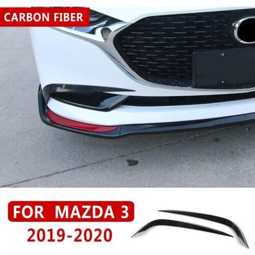 Pcmos ABS Carbon Fiber Rear Fog Light Lamp Covers Trim Black 2019-2020 For Mazda 3 Auto Exterior Parts Lamp Hoods Stickers