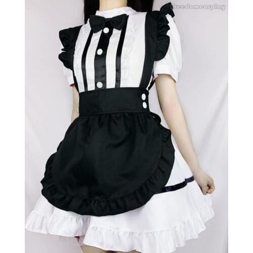 French Maid Outfit Lolita Cosplay Dresses Girls Amine Cute Waitress Cafe Woman Dress Sissy Maid Costumes