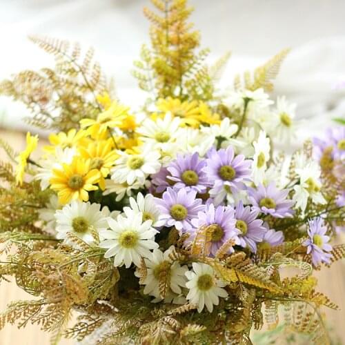 Small Simulation Autumn Chrysanthemum Retro Daisy Silk Flower Pastoral Living Room Dining Table Decoration Floral 28cm