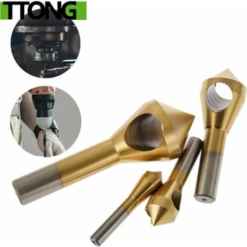 4pcs/set 2-5/5-10/10-15/15-20mm Titanium Coated Countersink Deburring Center Stepped Metal Drill Bits Expanding Chamfering Tools