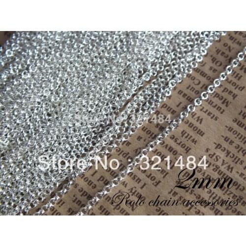 Wholesale 2mm rolo chain 100m/lot silver plated chain findings in bluk nickel free and lead free