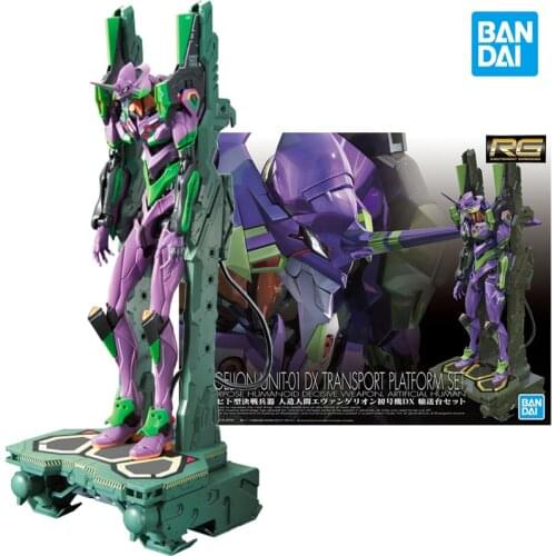 Original Bandai Gundam Rg Eva Unit-01 Dx Transport Platform Set Anime Evangelion Collect Assemble Robot Doll Model Kit Kids Toys