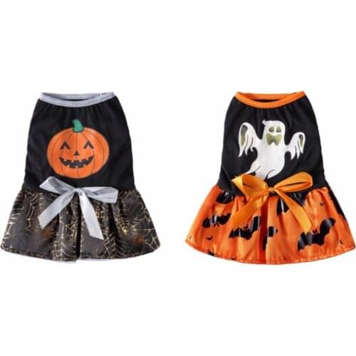 Halloween Pumpkin Pattern Dog Dress For Small Dog Clothing Dress Up Skirt Dog Skirt Costume Festival Props Pet Supplies