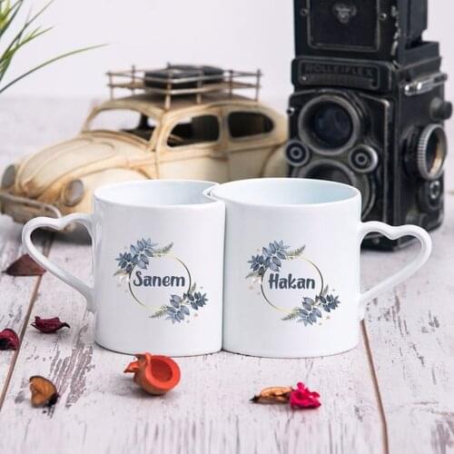 Valentines Day Gift White Coffee Mug Set Gift for Her Heart Design Tea Cup Set Anniversary Gift for Wife 2 Mug Drinkware