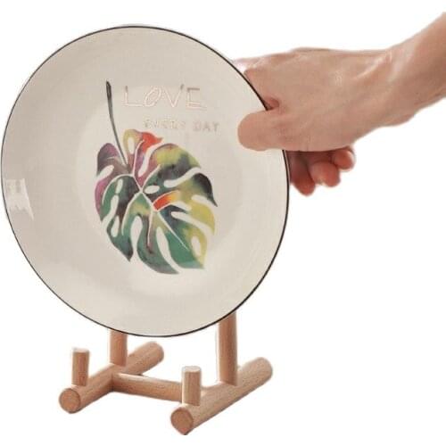 1pc Storage Rack Plate Stands Wooden Art Display Stand different sizes Support Holder for Bowl Plate Plaque Home Decor Tools