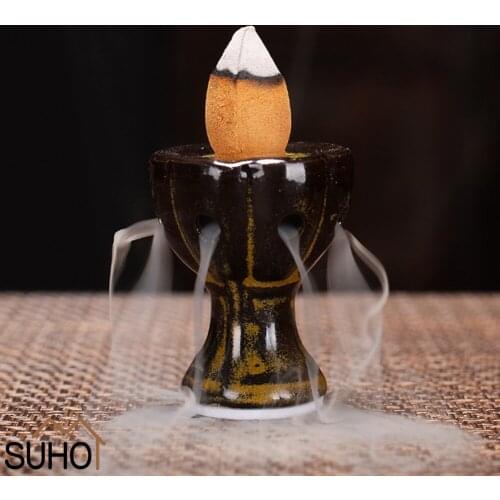 Hot Handmade Porcelain Ceramic Incense Burner Holder Backflow Incense Incense Burner Buddhist Decoration Home Aromatherapy Gifts