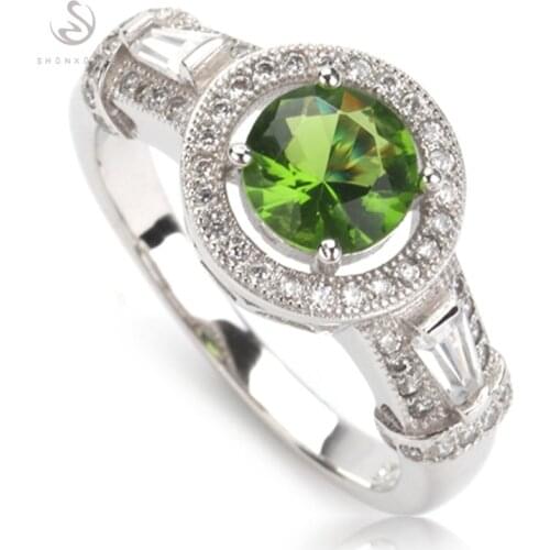 SHUNXUNZE Charms Wedding rings Jewelry for women dropshipping best sell Peridot Cubic Zirconia Rhodium Plated R3193 size 7 8 9
