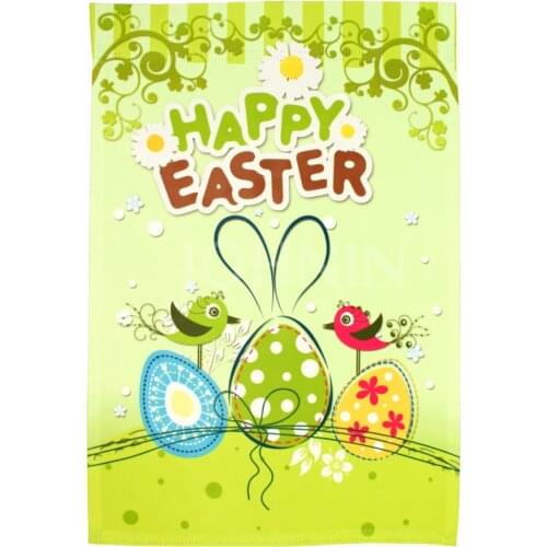 Own design Double-Sided Spring Cute Rabbit Eggs Happy Easter Garden Flag
