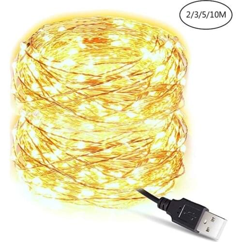 2m/3m/5m/10m Battery/USB LED String Lights for Xmas Garland Lamp Party Wedding Decoration Christmas Tree Flasher Fairy Lights