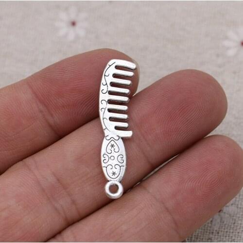 20pcs Tibetan Silver Plated DIY Comb Charms Pendants for Bracelet Jewelry Making Accessories Handmade Craft 35x8