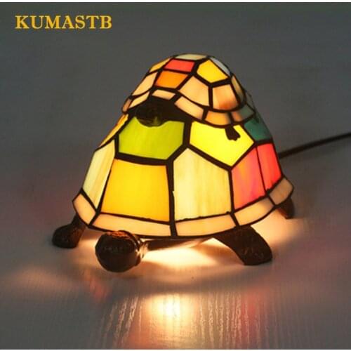 Tiffany Turtle Table Lamp Bedroom Bedside Light European Creative Cartoon Night Lamp for Children Room Decor Tortoise Desk Lamp
