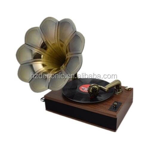 Vintage big trumpet the phonograph turntable record player combo for sale
