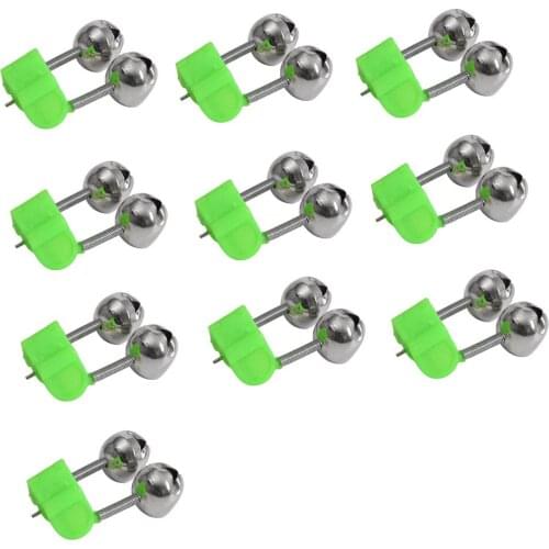 10Pcs/Set Rod Tip Clamp Fishing Pole Fish Bite Lure Alarm Alert Twin Bell Ring Clip Fishing Accessories